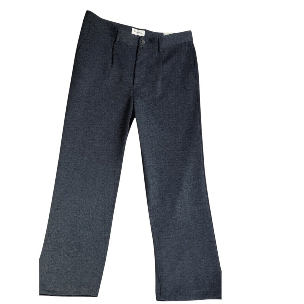 Goodfellow & Co Mens Pleated Trouser Navy Blue Relaxed Fit Tapered Leg 34x30 NEW